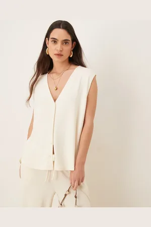 ASOS Chaleco color extragrande de punto texturizado de -Blanco
