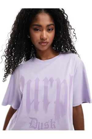 Monki Camiseta extragrande con estampado delantero de -Morado