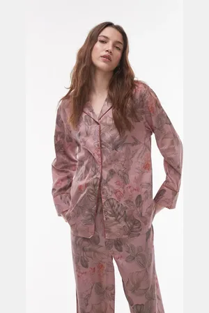 MANGO Camisa de pijama con estampado botánico de satén de (parte de un conjunto)