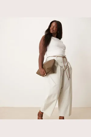 ASOS Pantalones de sastre color de corte barrel extragrande con detalle de pinzas de Curve-Neutro