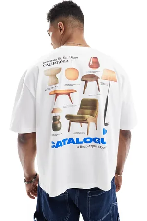 ASOS Camiseta blanca de corte cuadrado extragrande con estampado gráfico en la espalda de