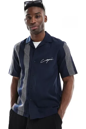Only & Sons Camisa azul marino con detalle bordado de -Blanco