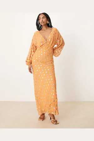 Never Fully Dressed Vestido semilargo color con estampado de lunares dorado metalizado de -Rosa