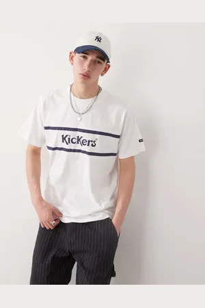 Kickers Camiseta color extragrande con estampado gráfico azul marino del logo de -Blanco