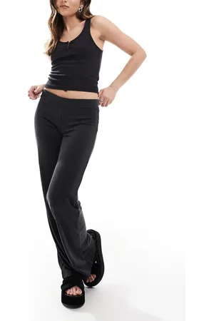 Monki Pantalones gris carbón negruzco de pernera ancha de -Negro