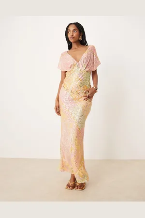 Never Fully Dressed Vestido largo de estilo bohemio con patrón degradado pastel metalizado de -Multicolor