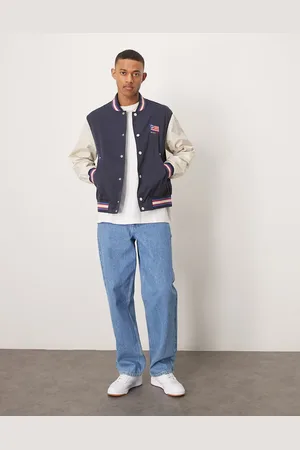GANT Chaqueta de estilo universitario con aplicación de logo de bandera de Estados Unidos en la espalda de