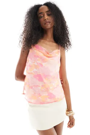 VERO MODA Top rosa de tirantes con cuello desbocado y estampado floral difuminado Smilla de