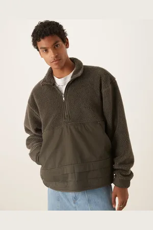 adidas Sudadera caqui básica con media cremallera Premium Essentials de -Verde
