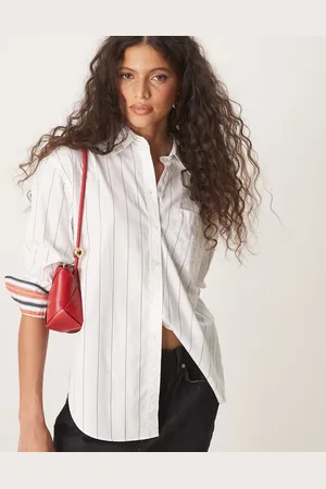GANT Camisa blanca a rayas holgada con logo de -Blanco