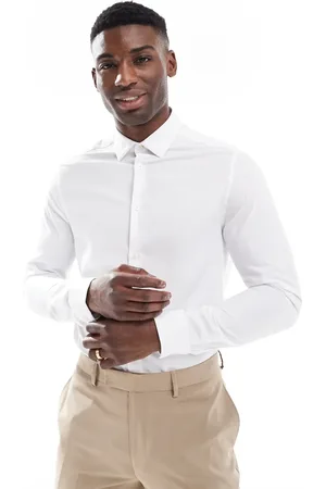 ASOS Camisa de vestir blanca de corte estándar de tejido texturizado de