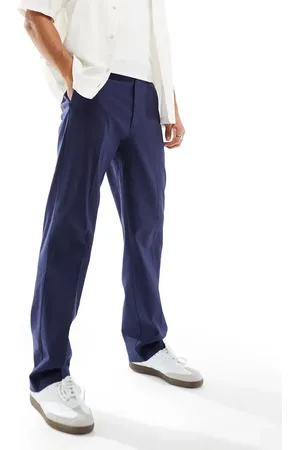 ASOS Pantalones de vestir de pernera recta de mezcla de lino de