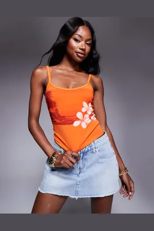 Princess Polly Top de tirantes con estampado floral playero de Hawaii de algodón de