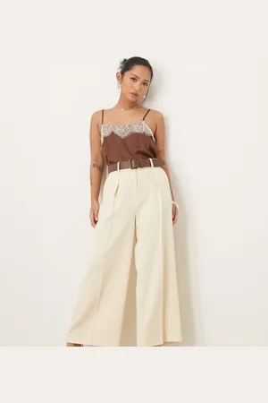 ASOS Pantalones de sastre capri color a rayas con cinturón de poliuretano de Petite-Sin color