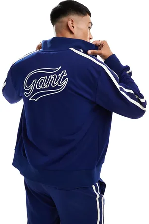 GANT Chaqueta de chándal con diseño de 2 rayas y aplicación del logo en la espalda de