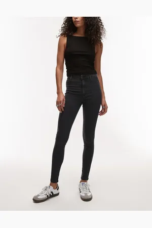 Topshop Vaqueros negro lavado de corte superpitillo y talle alto Joni de