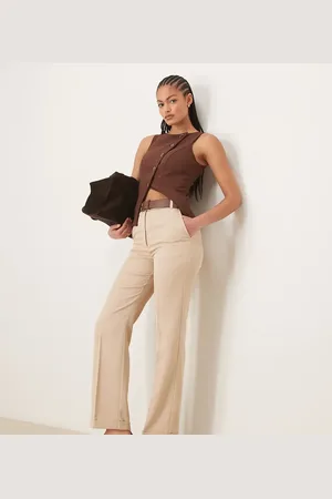 ASOS Pantalones de sastre color de corte recto slim con cinturón de Tall-Sin color