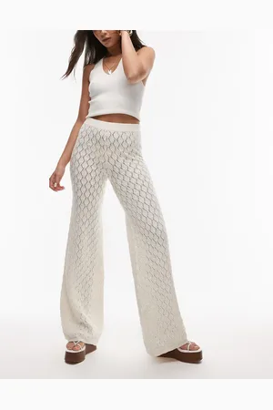 MANGO Pantalones hueso de pernera ancha de croché de