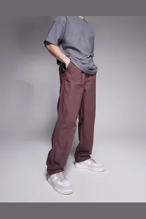 ASOS Pantalones marrones holgados de mezcla de lino de