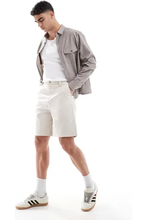 ASOS Pantalones cortos color de corte medio de mezcla de lino de -Neutro