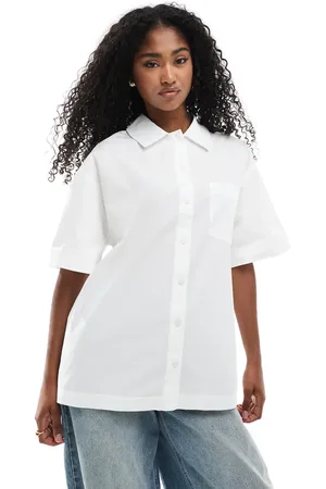 Monki Camisa blanca extragrande de manga corta de