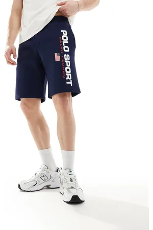 Ralph Lauren Pantalones cortos con logo grande de bandera de tejido de sudadera de la colección cápsula Sport de