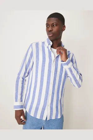 GANT Camisa a rayas con logo de escudo de algodón y lino de