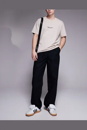 ASOS Pantalones negros holgados de mezcla de lino de