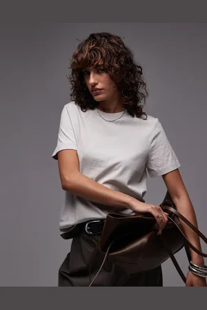MANGO Camiseta claro con cuello redondo de tejido suave de -Neutro