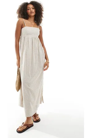 Daisy Street Vestido largo rosa rubos a cuadros vichy cómodo con lazada trasera de -Neutro