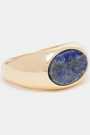 ASOS Anillo tipo sello con piedra azul lapislázuli de