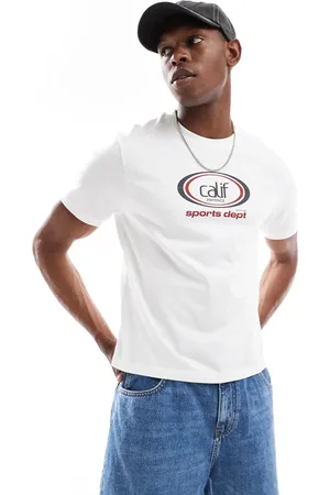 ASOS Camiseta hueso de corte cuadrado estándar con estampado gráfico deportivo de