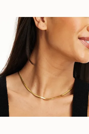 LOST SOULS Collar estilo cadena de serpiente plana de acero inoxidable chapado en oro de 18 quilates de