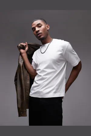 Topman Camiseta blanca de corte cuadrado de