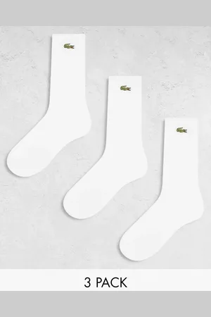 Lacoste Pack de 3 pares de calcetines tobilleros blancos con logo de