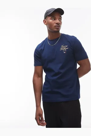 Tommy Hilfiger Camiseta azul marino con logo de texto apilado de