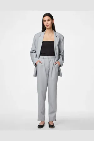 Pieces® Pantalones gris claro melange de