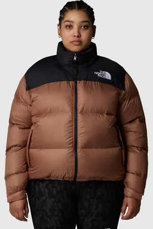 The North Face Chaqueta marrón café y negro TNF 1996 Retro Nuptse de Plus