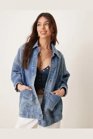 Free People Chaqueta vaquera azul lavado estilo camisa Avery de