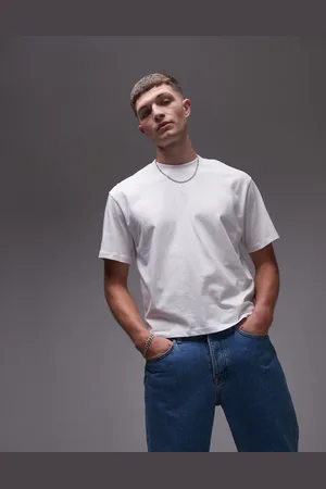 Topman Camiseta blanca de corte cuadrado de