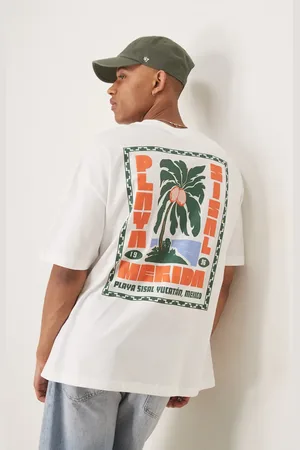 ASOS Camiseta blanca extragrande con estampado gráfico de palmera de
