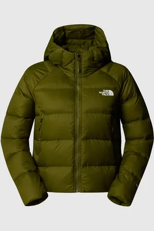The North Face Chaqueta verde oliva con capucha de plumón Hyalite de