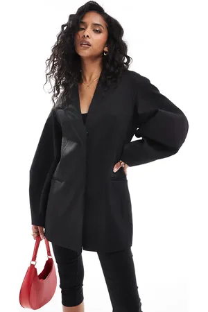 ASOS Americana negra sin solapas con mangas cocoon de