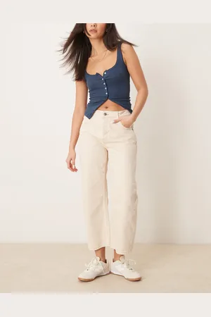 Free People Vaqueros boyfriend color crudo de talle bajo Deep Trance de -Blanco