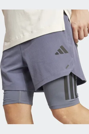 adidas Pantalones cortos gris ónice y negros con diseño 2 en 1 Power de