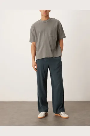 ASOS Pantalones de vestir de pernera ancha con cinturilla elástica y franjas laterales de