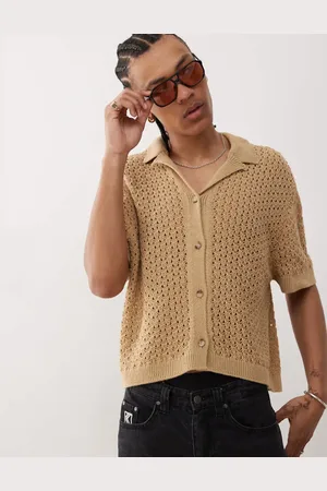 Reclaimed Camisa resort color de punto de croché de -Neutro