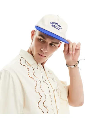 JACK & JONES Gorra azul con diseño de 5 paneles y logo bordado de