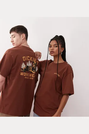 Dickies Camiseta marrón con estampado gráfico trasero de pantera exclusiva en ASOS de