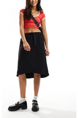 Gramicci Falda midi negra plegable de nailon de